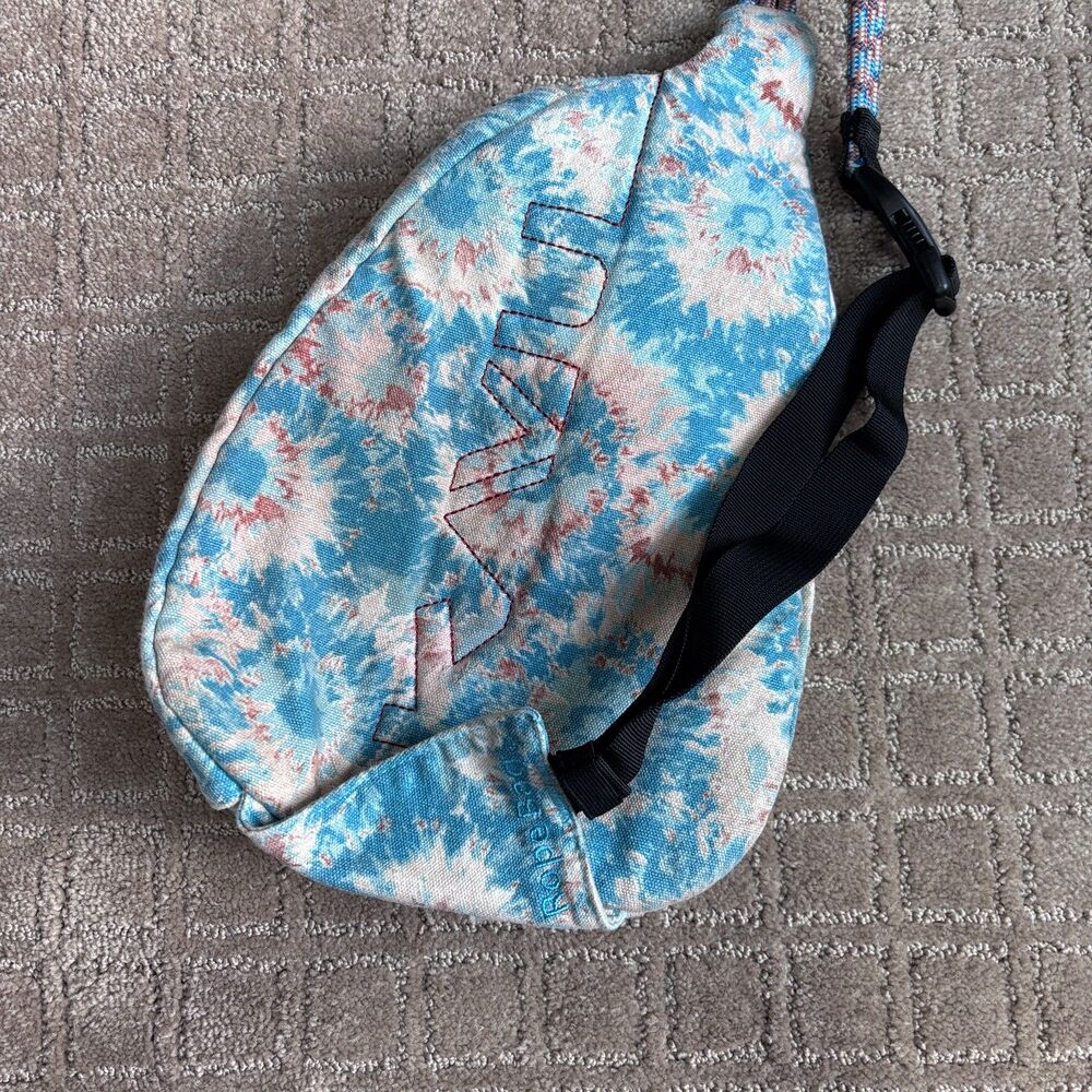 Kavu Mini Rope Bag Sling Medium-size Backpack Blue Ink Burst Hike Camp Outdoors - Picture 4 of 8